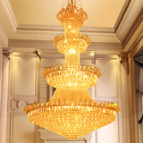 圆形水晶灯客厅吊灯复式楼梯欧式豪华大气大客厅金色水晶灯饰变色
