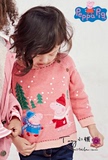 国内现货！英国Next代购 女童宝宝粉色圣诞Peppa猪套头针织毛衣