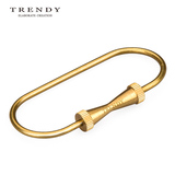 包邮TRENDY黄铜钥匙扣 纯铜汽车钥匙圈 简约创意男女士钥匙扣金属