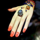 艾米尔孤品 阿富汗古董琉璃戒指 纯银戒指 古董老银戒指