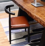 复古铁艺实木牛角休闲咖啡厅酒吧餐椅工业风彩色办公会议电脑桌椅