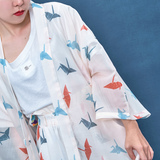 MIXDREAM正品原创设计复古日本和风仙纸鹤印花软妹改良透视和服春