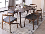 北欧实木橡木长方形椭圆形宜家餐桌椅组合美式榆木茶几咖啡桌餐桌