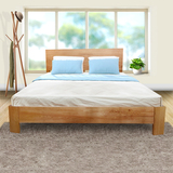 实木床日式简约现代双人床北欧宜家1.8米纯白橡卧室家具新中式床