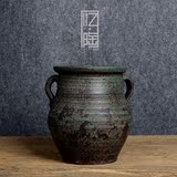多肉陶瓷花盆包邮 老桩手工做旧复古陶罐花器 创意绿色盆栽陶盆