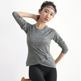 圆领速干衣弹力修身运动T恤女长袖跑步瑜伽健身服透气上衣打底衫