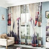 英伦风个性宜家现代简约成品客厅窗帘纱布 半遮光布美式卧室定制