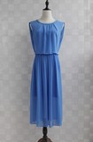 雅莹专柜正品代购2016新款高级系列蓝色连衣裙G14EF4020a原价4999