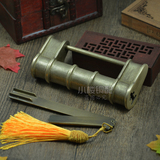 仿古锁老式门锁结婚铸铜挂锁纯铜中式横开锁红木家具竹节铜锁