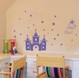 特价创意儿童卧室墙贴画纸 客厅卧室公主房背景墙壁贴纸公主城堡