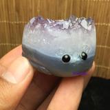 天然全玛瑙紫水晶原石雕刻刺猬金蟾摆件紫晶洞聚宝盆动物刺猬摆件