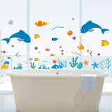 海底世界卡通鱼幼儿园墙贴纸客厅卧室儿童房卫浴装饰防水贴画墙纸