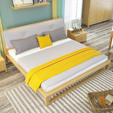 北欧纯实木床1.8 双人1.5米日式宜家布衣 木头床现代简约可拆洗