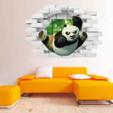 包邮墙贴 可爱卡通功夫熊猫3D穿墙立体墙贴 儿童房幼儿园装饰墙贴