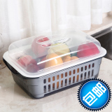 欧式双层保洁篮塑料洗菜筐 蔬菜盆厨房沥水篮 带盖水果盆果盘果篮