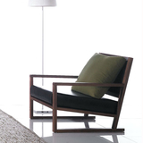 现代简约沙发椅设计师休闲椅北欧尚景同款单人实木椅卧室阳台椅子