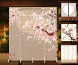 日式仿木纹格子榻榻米屏风时尚餐厅日式料理折叠隔断布艺摄影折屏