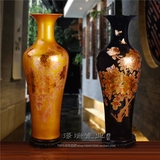 景德镇陶瓷器花瓶 客厅落地摆件1米金色大号瓷瓶欧式简约装饰礼品