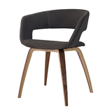 迪美简约现代餐椅布艺休闲木椅子北欧创意咖啡厅会议椅扶手靠背椅