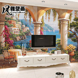 美式无缝无纺布客厅墙纸壁画卧室电视背景壁纸3d立体欧式风景油画