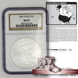 评级币NGC-69 行走女神大银币 2001年版早期 1美元钱币纪念币硬币