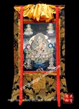 藏式唐卡画五方黄财神矿物颜料唐卡手工描金藏传佛教佛像菩萨像
