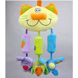 playgro猫风铃车床挂带3个可爱小动物挂件0-1岁儿童宝宝安抚玩具
