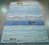 蓝色地毯手工编织毯高档定制品 客厅沙发毯卧室床边毯 地中海风