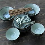 出口陶瓷 釉下彩餐具 日式和风饭碗面碗盘子 新婚房餐具套装 礼盒
