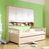 实木儿童床套房家具组合床多功能衣柜床男孩书柜床高箱储物带拖床
