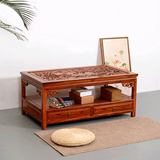 现代简约实木长方形小茶几桌整装中式仿古客厅茶几实木鸳鸯戏水桌