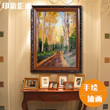 欧式风景 纯手绘油画 客厅玄关竖幅大幅欧式美式乡村田园装饰画