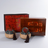 粗陶陶瓷茶叶罐 实木松木原木盒 茶叶礼盒包装盒批发茶叶礼盒包装