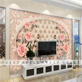 大型定制无缝3D立体欧式玫瑰花纹墙纸壁画客厅卧室书房电视背景墙