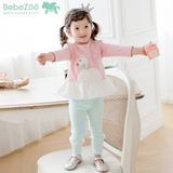 bebezoo 外贸原单春款1~4岁女童女宝宝天鹅摆群套装卫衣外出服