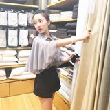 韩国代购2016夏季新款小香风性感两件套短裤套装女蝴蝶袖名媛上衣