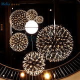 LED不锈钢圆球吊灯餐厅现代创意满天星烟花星球火花球形吊灯包邮