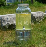 6L果汁罐加厚无铅玻璃泡酿酒瓶带龙头底座mason jar酵素冷饮瓶