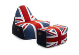 Lazybag 北欧英伦风米字旗拼接撞色单人带脚凳创意懒人豆袋沙发