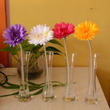 包邮批发斜口透明单支玻璃花瓶简约时尚家居酒店装饰餐桌台面花瓶