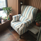 美式乡村布艺沙发 地中海单人沙发田园风格北欧小户型卧室老虎椅