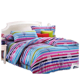 全棉四件套左岸风情彩色条纹床上用品被套床单枕套现代简约正品