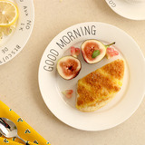 北欧GoodMorning字母早餐盘西餐牛排平盘创意菜盘子陶瓷蛋糕水果
