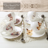 高档骨瓷北欧咖啡杯碟 可爱动物创意下午茶茶具 陶瓷红茶杯花茶杯