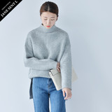 JANESENTL冬季新款韩版半高领毛衣女套头中长款兔毛厚 打底针织衫
