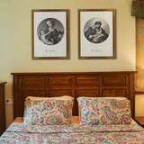 美式古典装饰画欧式后现代复古四联画竖版款挂画床头客厅人物壁画