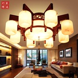 现代中式客厅吸顶灯LED红木云石灯卧室灯仿古实木灯具别墅灯饰