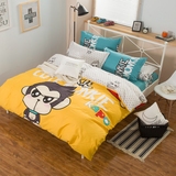 可爱卡通风全棉四件套KAPO猴卡通猴纯棉四件套床上用品床单床笠款