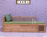 新中式老榆木实木罗汉床古典坐卧两用储物抽屉箱式沙发椅家具直销