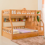 母子儿童现代简约榉木高低床全实木子母上下铺双层床1.5米